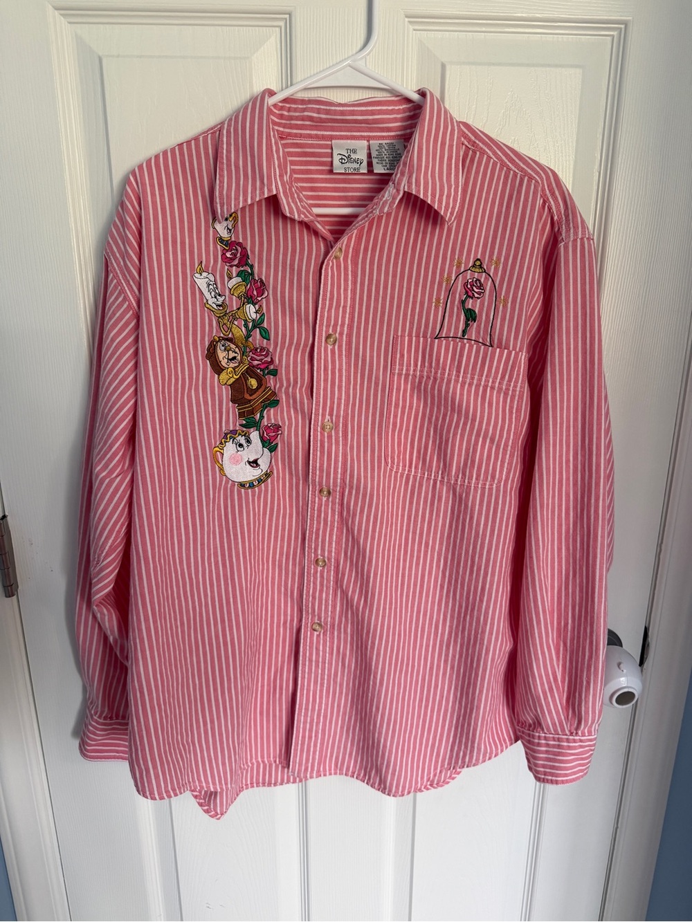 Vintage The Disney Store Beauty and the Beast Embroidered Shirt Large